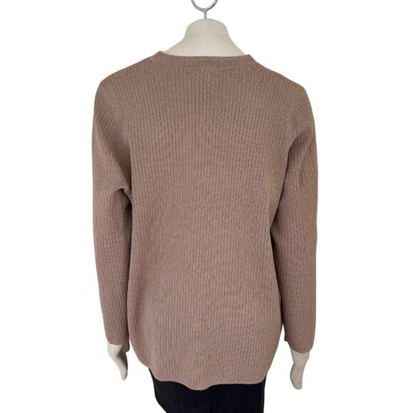 NEW TALBOTS Metallic Ribbed V-neck Cardigan in Tan & Gold  SZ 2X - Picture 6 of 10